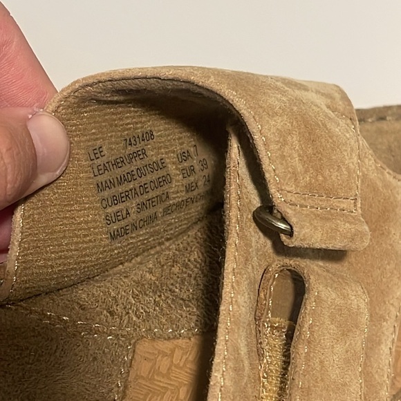 Earth Shoe Lee Leather Sandal Women’s Size 7 Tan Slip On Thong Comfort Hook Loop - Picture 8 of 8